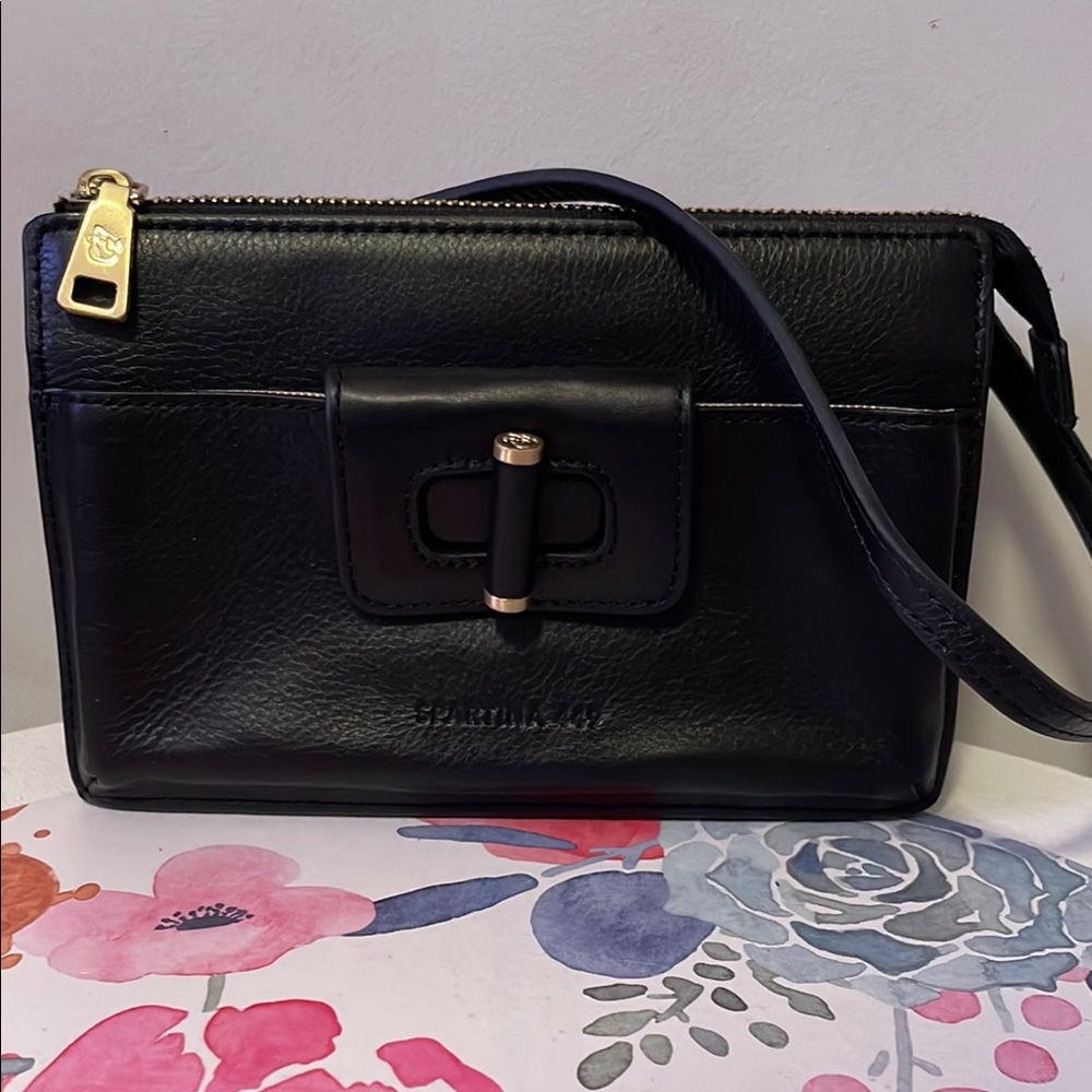 Spartina 449 Black Crossbody Bag with Sleek Design